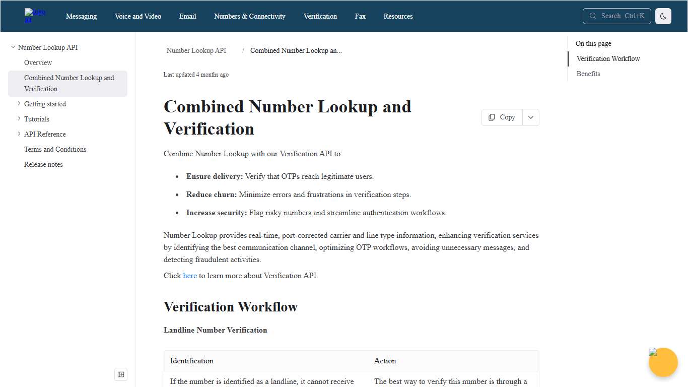 Combined Number Lookup and Verification | Number Lookup API | Sinch