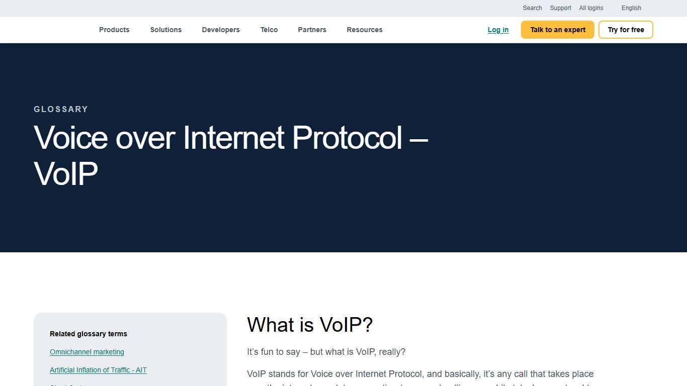 Voice over Internet Protocol - VoIP